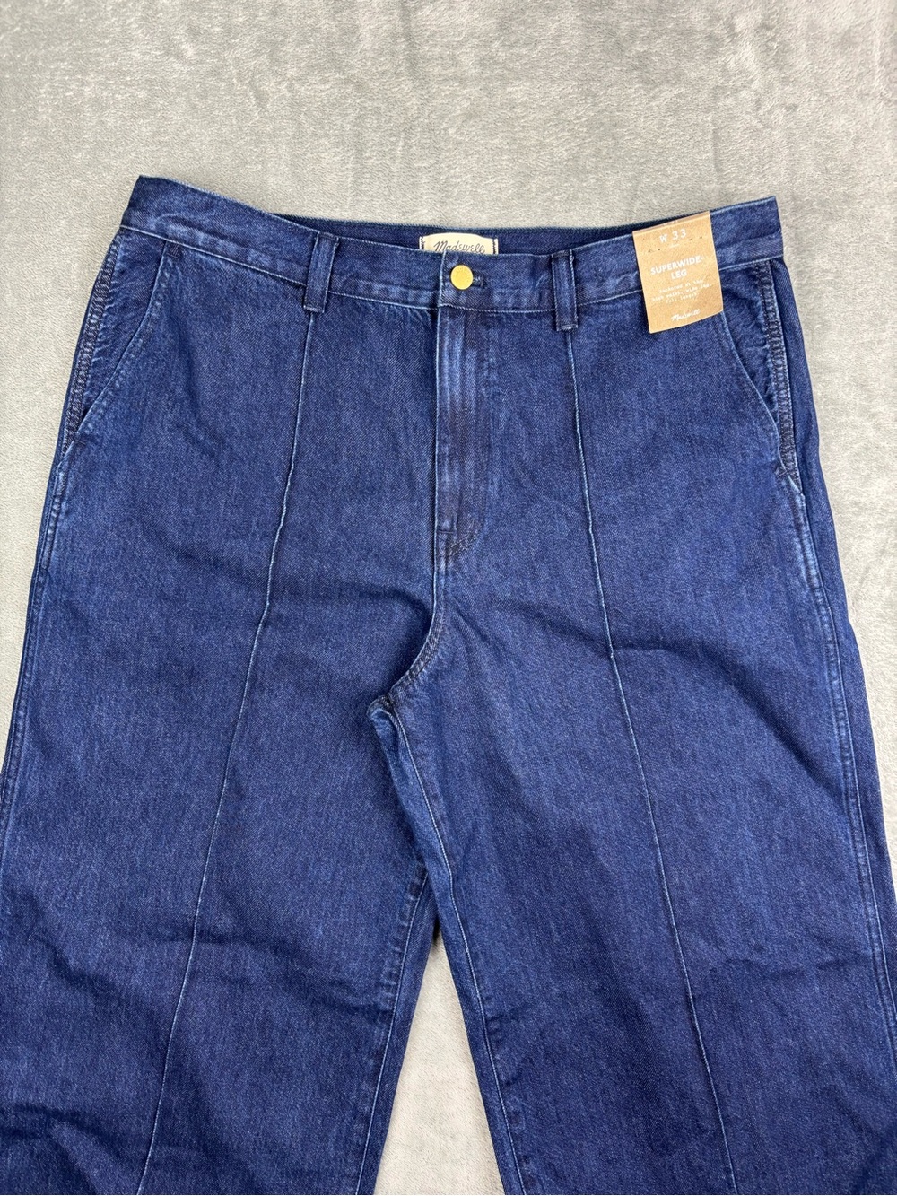 NEW Madewell Superwide-Leg Trouser Jeans Womens 33 Blue Dark Wash 100% Cotton - Picture 5 of 15